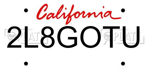 2L8GOTU California License Plate