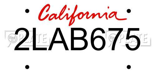 2LAB675 California License Plate