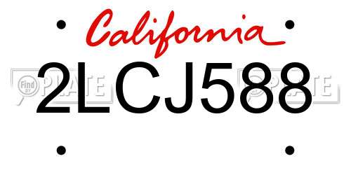2LCJ588 California License Plate