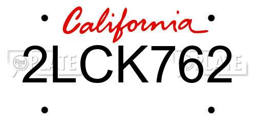 2LCK762 California License Plate