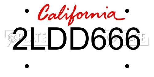2LDD666 California License Plate