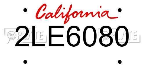2LE6080 California License Plate