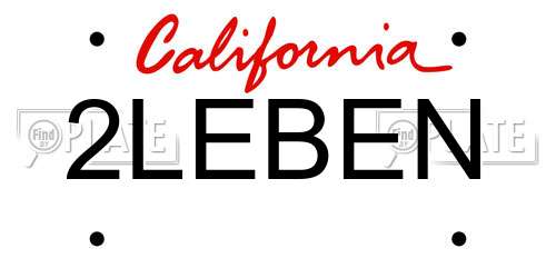 2LEBEN California License Plate