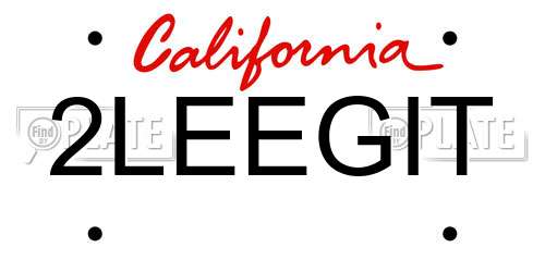 2LEEGIT California License Plate