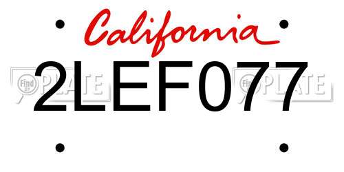 2LEF077 California License Plate