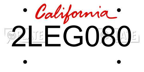 2LEG080 California License Plate