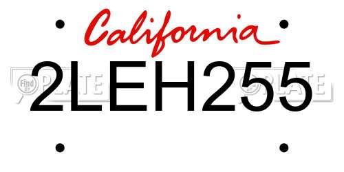 2LEH255 California License Plate
