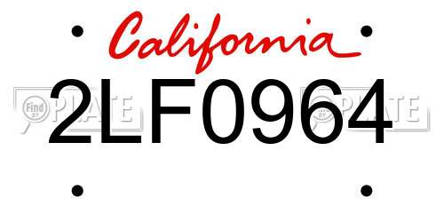 2LF0964 California License Plate