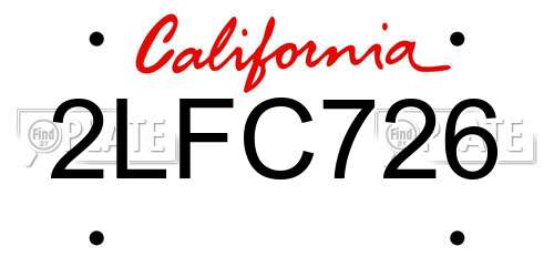 2LFC726 California License Plate