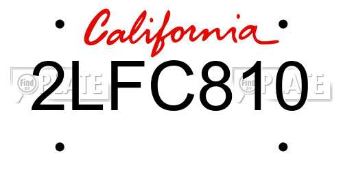 2LFC810 California License Plate