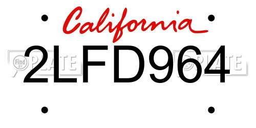 2LFD964 California License Plate
