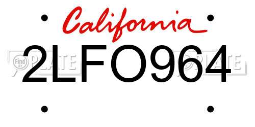 2LFO964 California License Plate