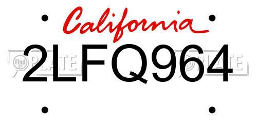 2LFQ964 California License Plate
