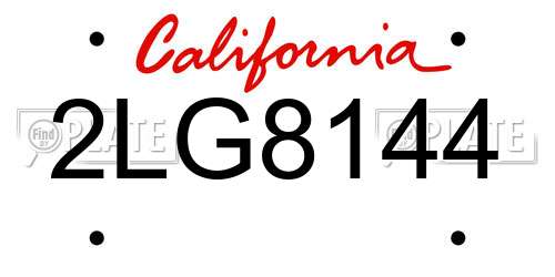 2LG8144 California License Plate