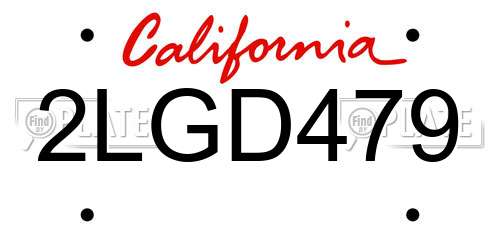2LGD479 California License Plate