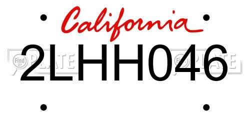 2LHH046 California License Plate