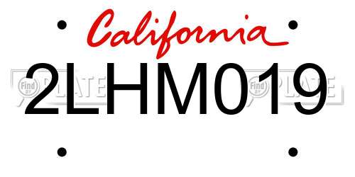 2LHM019 California License Plate