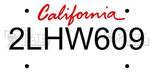 2LHW609 California License Plate