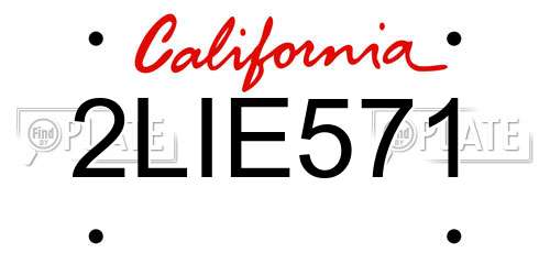 2LIE571 California License Plate