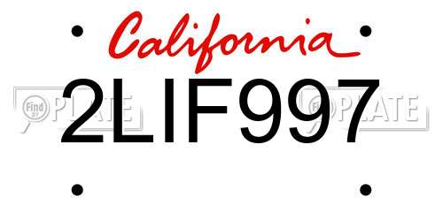 2LIF997 California License Plate