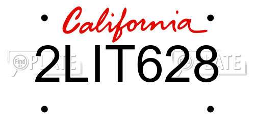 2LIT628 California License Plate
