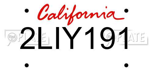 2LIY191 California License Plate