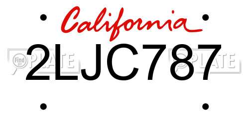 2LJC787 California License Plate