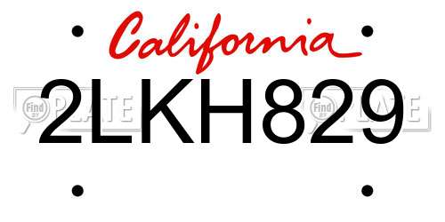 2LKH829 California License Plate