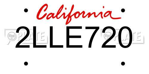 2LLE720 California License Plate