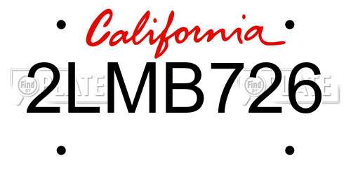 2LMB726 California License Plate
