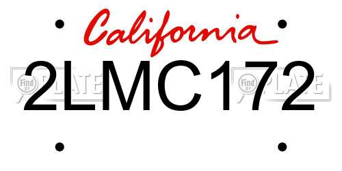 2LMC172 California License Plate