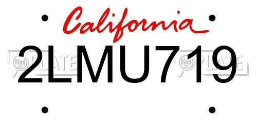 2LMU719 California License Plate