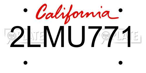 2LMU771 California License Plate