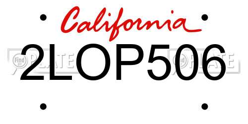 2LOP506 California License Plate