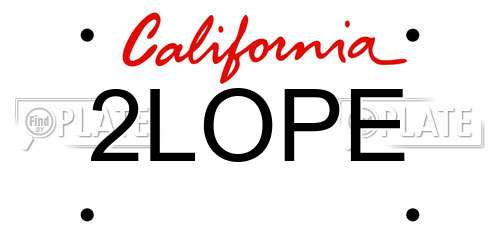 2LOPE California License Plate