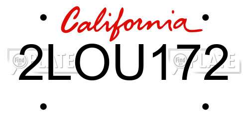 2LOU172 California License Plate