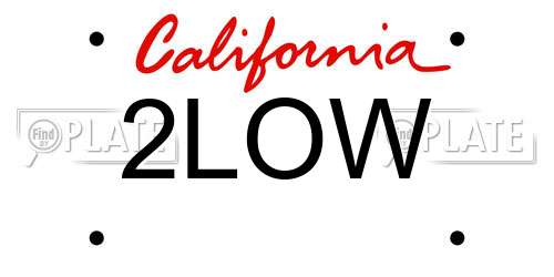 2LOW California License Plate