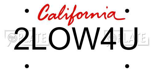 2LOW4U California License Plate