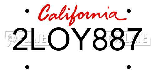 2LOY887 California License Plate