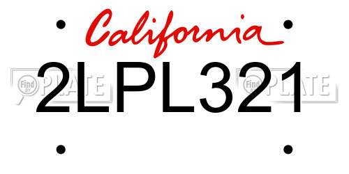 2LPL321 California License Plate