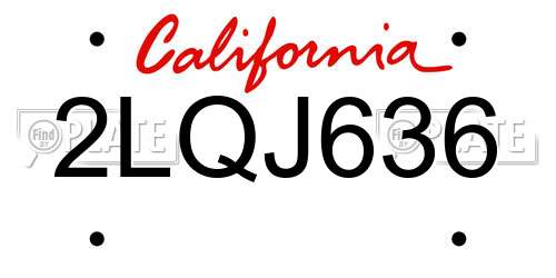2LQJ636 California License Plate