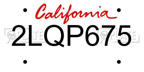 2LQP675 California License Plate
