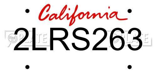 2LRS263 California License Plate