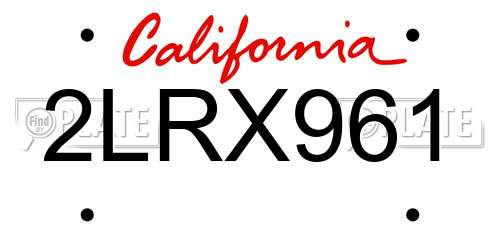 2LRX961 California License Plate