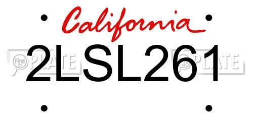 2LSL261 California License Plate