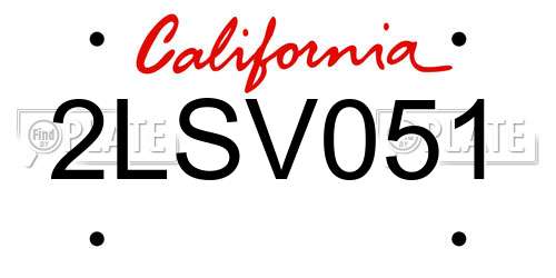 2LSV051 California License Plate