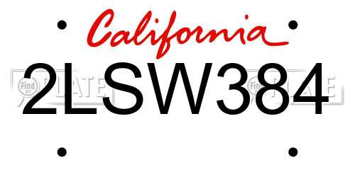 2LSW384 California License Plate