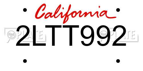 2LTT992 California License Plate