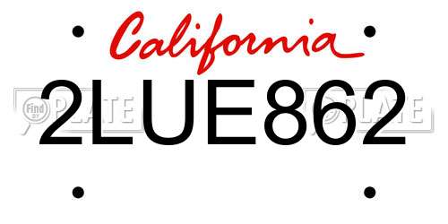 2LUE862 California License Plate