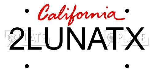 2LUNATX California License Plate